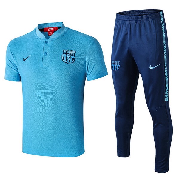 Polo Conjunto Completo Barcelona 2019-20 Azul Claro